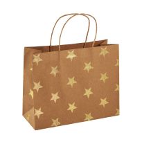 Geschenktüte Prägung, Stern/natur/gold, 14.5 x 18.5 cm