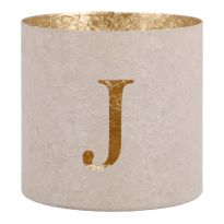 Teelichthalter Buchstabe, J/beige, 7.8 x 7.5 cm