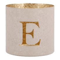 Teelichthalter Buchstabe, E/beige, 7.8 x 7.5 cm