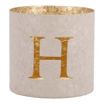 Teelichthalter Buchstabe, H/beige, 7.8 x 7.5 cm