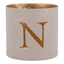 Teelichthalter Buchstabe, N/beige, 7.8 x 7.5 cm