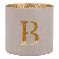 Teelichthalter Buchstabe, B/beige, 7.8 x 7.5 cm