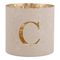 Teelichthalter Buchstabe, C/beige, 7.8 x 7.5 cm