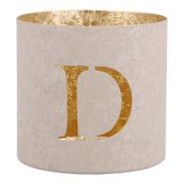 Teelichthalter Buchstabe, D/beige, 7.8 x 7.5 cm