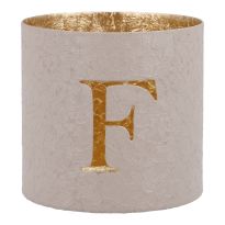 Teelichthalter Buchstabe, F/beige, 7.8 x 7.5 cm