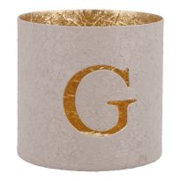 Teelichthalter Buchstabe, G/beige, 7.8 x 7.5 cm