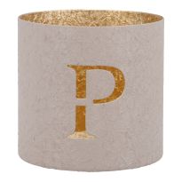 Teelichthalter Buchstabe, P/beige, 7.8 x 7.5 cm