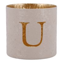 Teelichthalter Buchstabe, U/beige, 7.8 x 7.5 cm