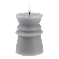 LED-Kerze Design, eckig/grau, 12 cm