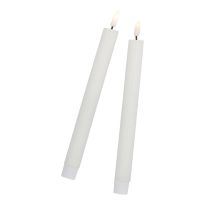 2er Set LED-Stabkerze Rustik/Timer, hellcreme, 24.5 cm