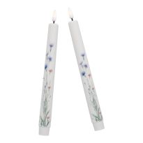2er Set LED-Stabkerze Floral, 26 cm