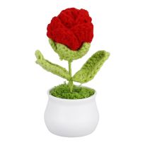 Häkelblume im Topf, Rose, 12 cm