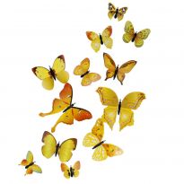 12er Set Deko-Schmetterlinge, gelb/orange