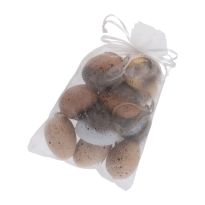 12er Set Deko-Eier Mix, Feder/braun