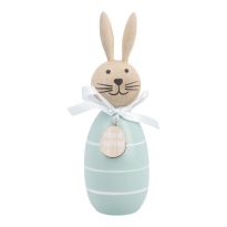 Deko-Hase Schleife, Streifen/mint, 13 cm