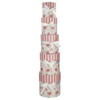 5er Set Geschenkkarton Floral/rund, rosa