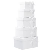 5er Set Geschenkkarton Schleife, weiß