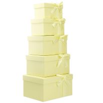 5er Set Geschenkkarton Schleife, gelb