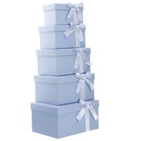 5er Set Geschenkkarton Schleife, rauchblau