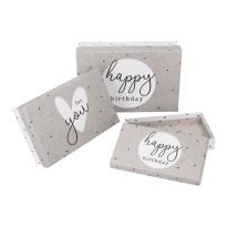 3er Set Geschenkkarton Geburtstag, weiß/grau
