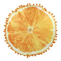Kissen Frucht mit Pompom, Orange/orange, 40 cm