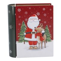 Keksdose Mini-Buch, Weihnachtsmann/Rentier, 10 x 12 cm