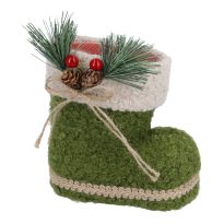Nikolausstiefel mit Tannendeko, grün, 15 cm