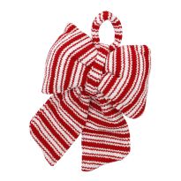 Anhänger Schleife mit Streifen, rot/weiß, 14 x 20 cm
