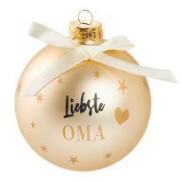 Glaskugel Spruch, Oma/champagner/matt, 10 cm