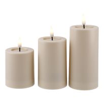 3er Set LED-Kerze, matt/creme, 6x10/12.5/15.5 cm