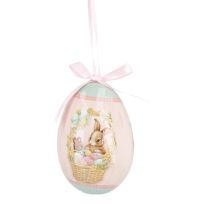 Nostalgie-Ei, Hase/Korb, 10 cm