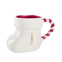 Becher Stiefel mit Buchstabe, J/weiß, 400 ml