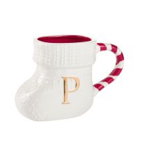 Becher Stiefel mit Buchstabe, P/weiß, 400 ml