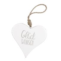 Anhänger Herz, Glückwunsch/weiß, 14.5 cm