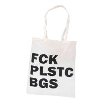 Tasche mit Spruch, FCK PLSTC BGS, 38 x 42 cm