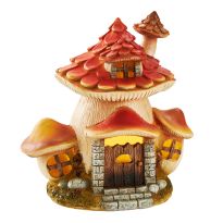LED-Haus Herbst, Pilz/Blatt, 21 cm