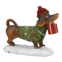 Deko-Hund Weihnachten, Geschenk, 12 cm