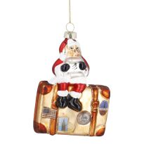 Anhänger Fancy, bunt, Santa mit Koffer, 11 cm