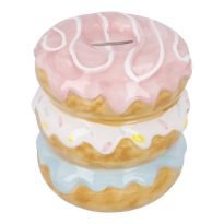 Spardose Donut, rosa, 13 cm