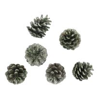 6er Set Tannenzapfen Metallic, grün