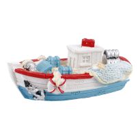 Fischerboot Netz, Muschel/weiß, 7 x 3 cm