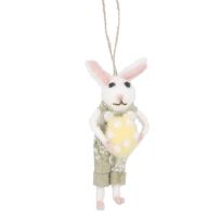 Anhänger Filz-Osterhase, Hose/grün/Ei, 15 cm