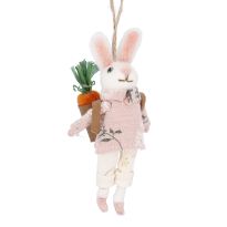 Anhänger Filz-Osterhase, Hose/rosa/Rucksack, 15 cm