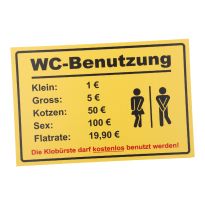 Schild Spruch, WC Benutzung, gelb, 30 x 20 cm