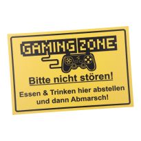 Schild Spruch, Gaming Zone, gelb, 30 x 20 cm