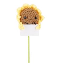 Häkel-Sonnenblume mit Spruch, blanko, 32 cm