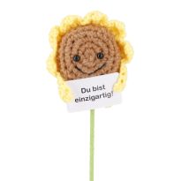 Häkel-Sonnenblume mit Spruch, Einzigartig, 32 cm