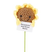Häkel-Sonnenblume mit Spruch, Stress, 32 cm