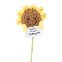 Häkel-Sonnenblume mit Spruch, Schön, 32 cm