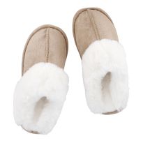 Hausschuhe Slipper, flauschig/braun, Größe 40-41